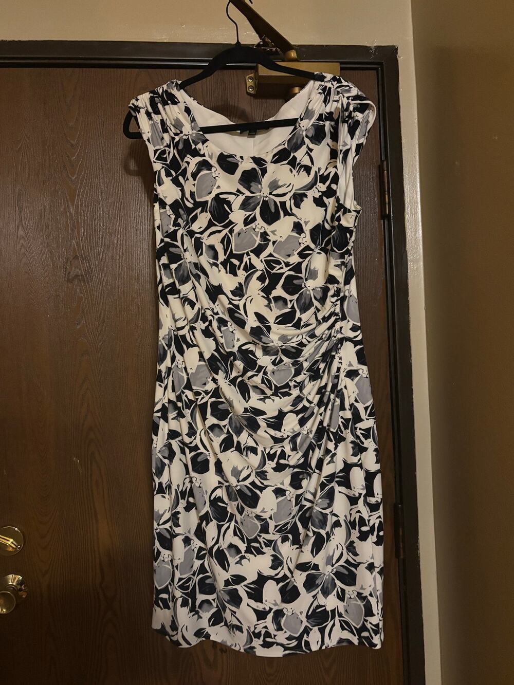 NWT Ralph Lauren Black and White Floral Fall Preppy Midi Dress